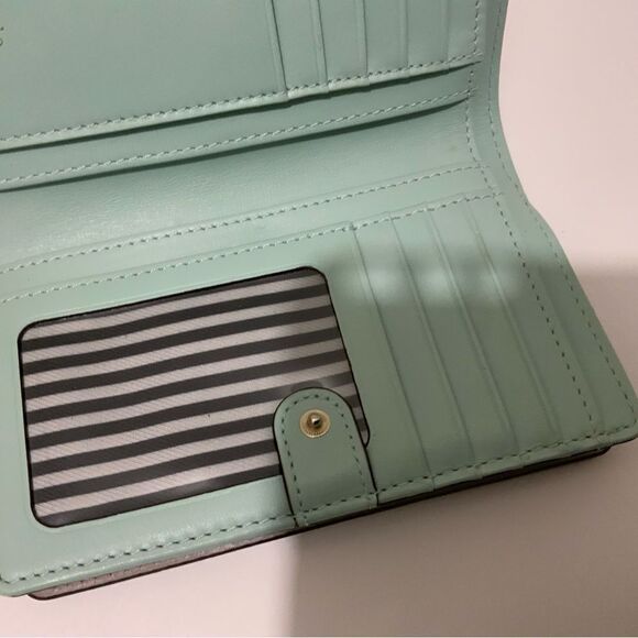 NWOT Kate Spade Phillips Road Dara Wallet Zip Around Bone Grey / Misty Mint $158 - Picture 5 of 10